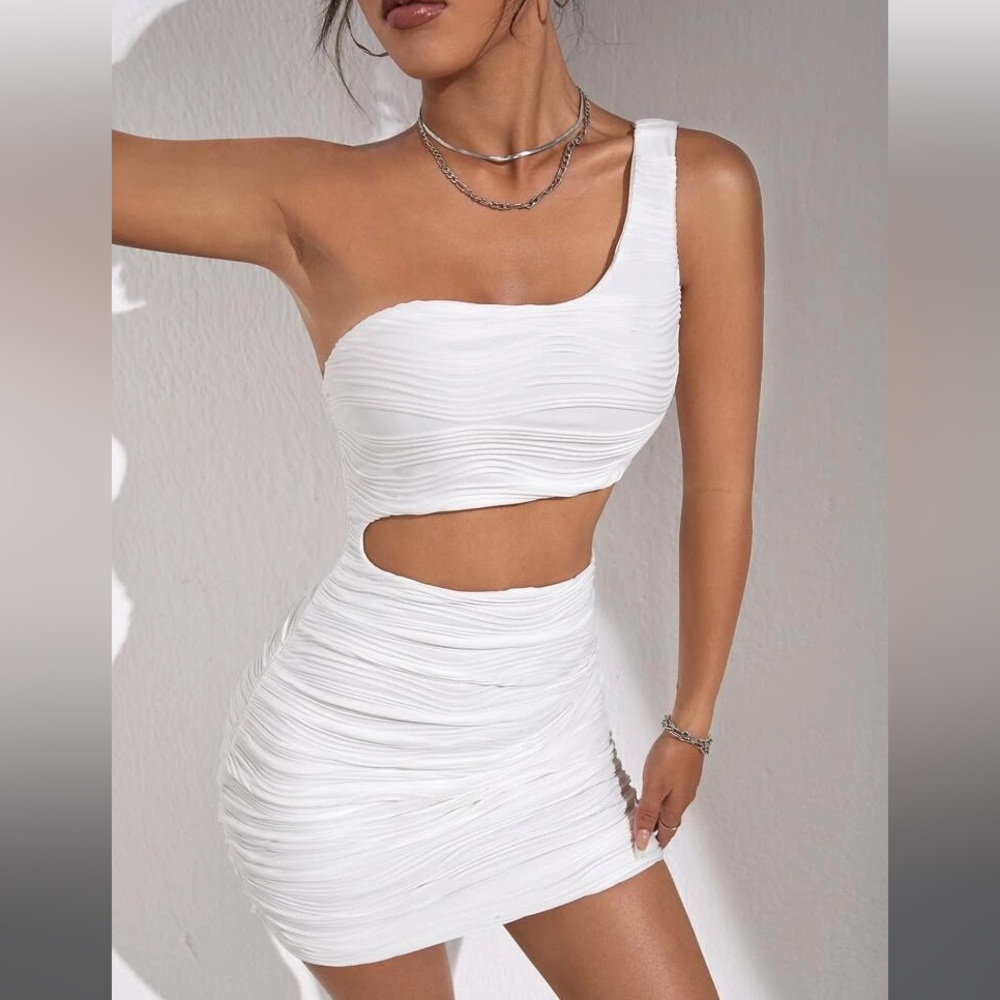 SHEIN SXY Textured One Shoulder Cut Out Bodycon Dress Size M